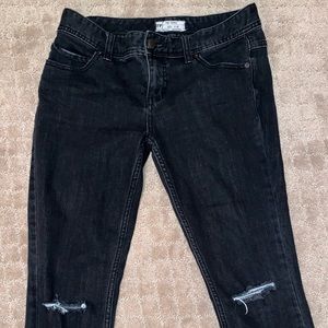 Free People Washed Black Distressed Jeans